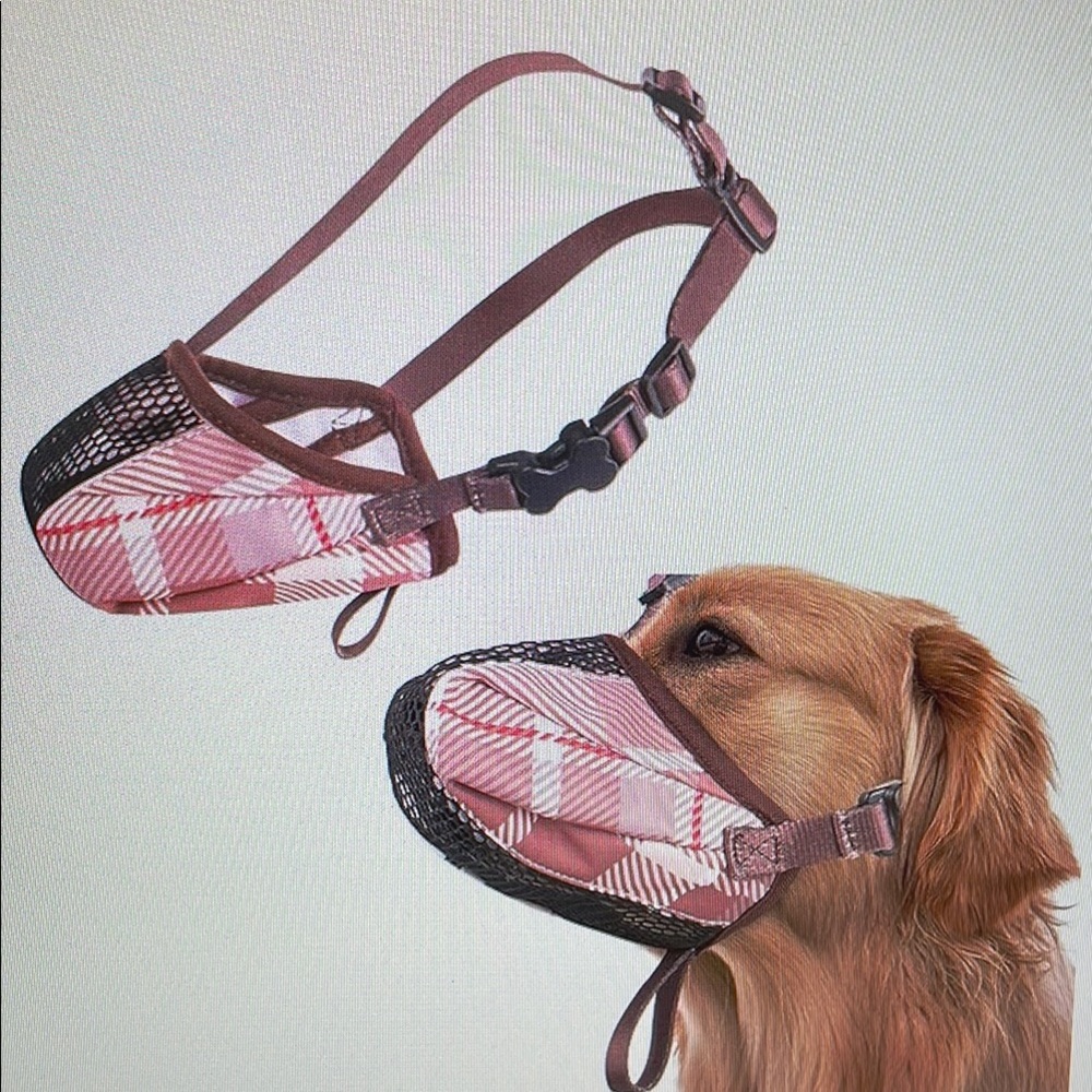 Plaid Dog Muzzle with Adjustable Straps